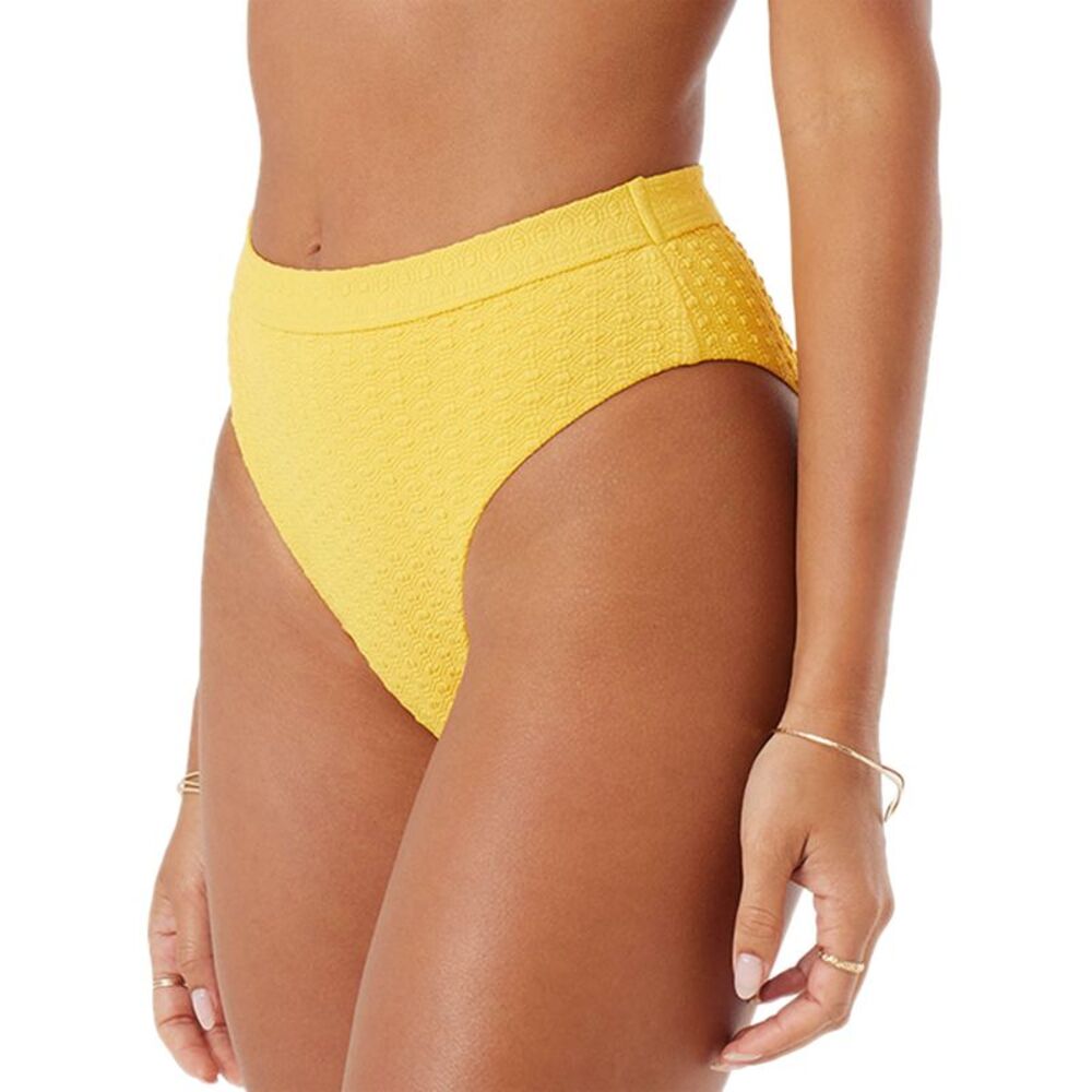 Roxy Juniors Haleiwa Banded High-Waist Bikini Bottom XS Golden Rod - NWT